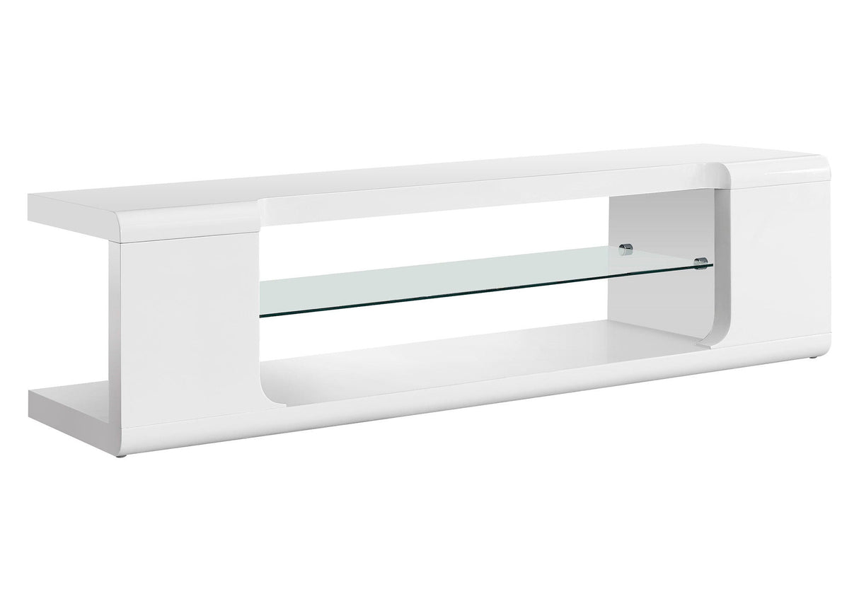 TV Stand, Console, Media Entertainment Center, Storage Shelves, Glossy Contemporary & Modern - White - Best Buy Furniture