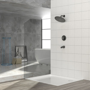 10" Round Rain Shower Head System With Waterfall Tub Spout, Wall Mounted, Stainless Steel
