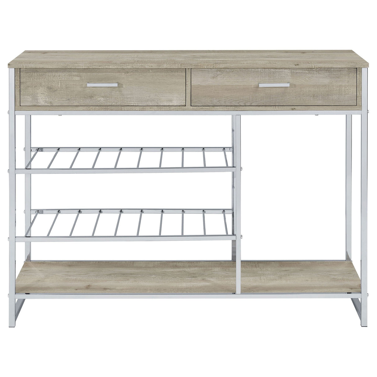 Ethel - 2 Drawer Home Bar Storage With Wine Rack - Oak