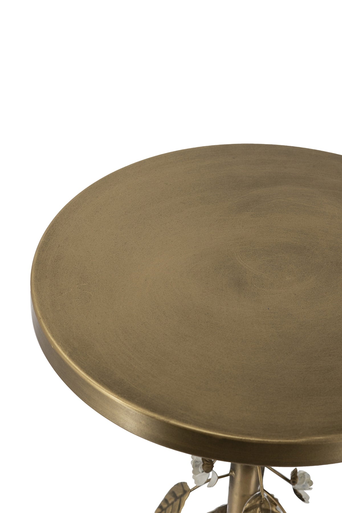 Round Iron Side Table with Botanical Details