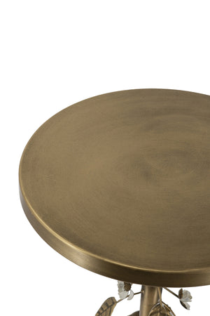 Round Iron Side Table with Botanical Details