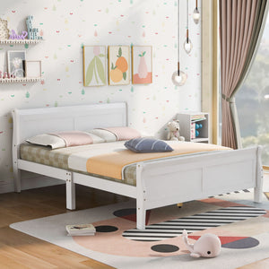Platform Bed Frame Mattress Foundation Sleigh Bed With Headboard / Footboard / Wood Slat Suppor