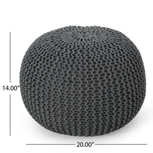 Bordeaux - Knitted Round Pouf, Versatile Ottoman And Floor Cushion