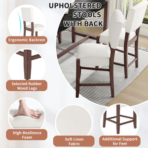 5 Piece Counter Height Dining Set, Bar Table With 4 Upholstered Chairs
