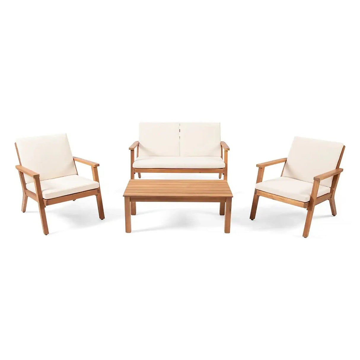 Avacyn - Outdoor Acacia Wood 4 Seater Chat Set With Cushions - Best Buy Furniture