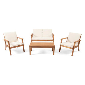 Avacyn - Outdoor Acacia Wood 4 Seater Chat Set With Cushions - Best Buy Furniture