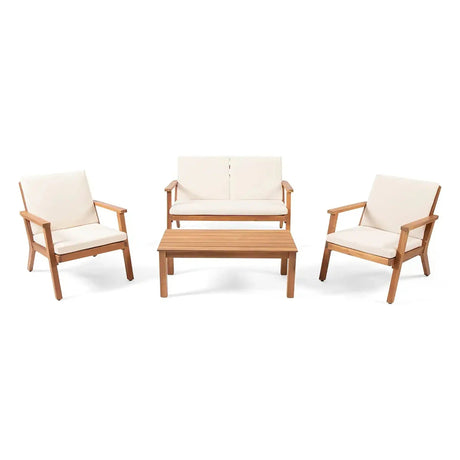 Avacyn - Outdoor Acacia Wood 4 Seater Chat Set With Cushions - Best Buy Furniture