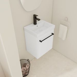 18" Floating Wall-Mounted Bathroom Vanity with Ceramic Sink