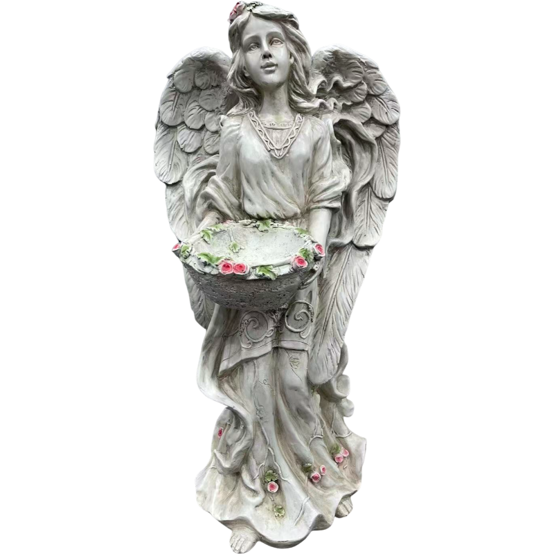 24.80" High Angel Figurine with Flower Basket