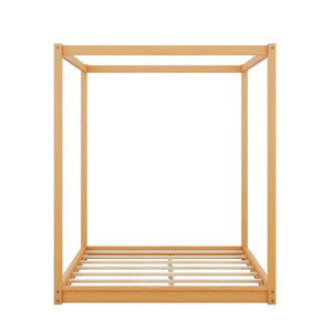 Wood Canopy Platform Bed With Support Legs And Airflow Slats