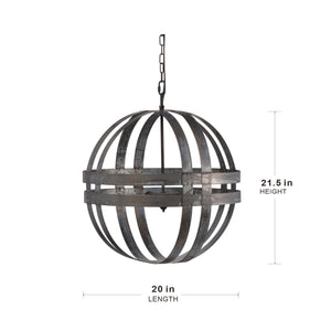 4 Light Galvanized Chandelier, Hanging Light Fixture With Adjustable Chain For Kitchen, Bulb Not Included - Gray