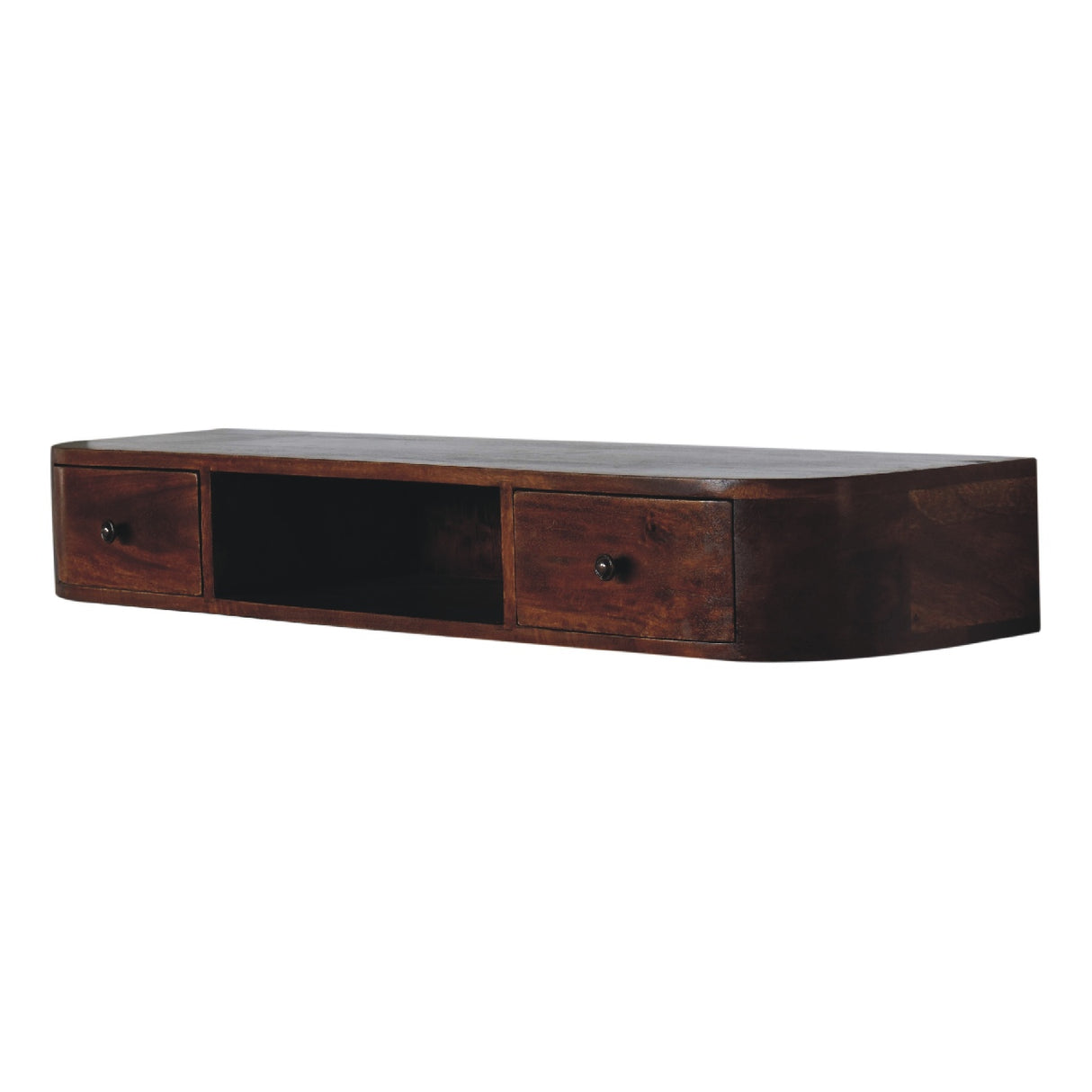 Solid Wood Lunar 2-Drawer Floating Console, 1 Open-slot