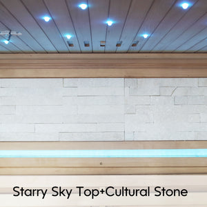 Luxury Double Far Infrared Sauna Room With Epoxy Heating Plates And Starry Sky Lighting - Black / Natural