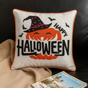Happy Halloween Pumpkin Witch Throw Pillow Set of 2
