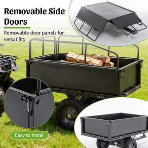 600LBS Heavy Duty Steel Dump Cart Trailer, 17 Cu.Ft.