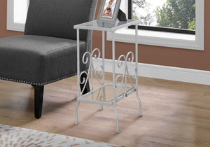 Accent Table, Side Tempered Glass, Transitional - Silver - Best Buy Furniture