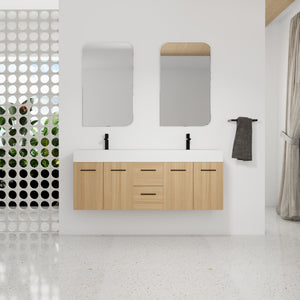 60" Floating Double Sink Bathroom Vanity with Drawers and Doors