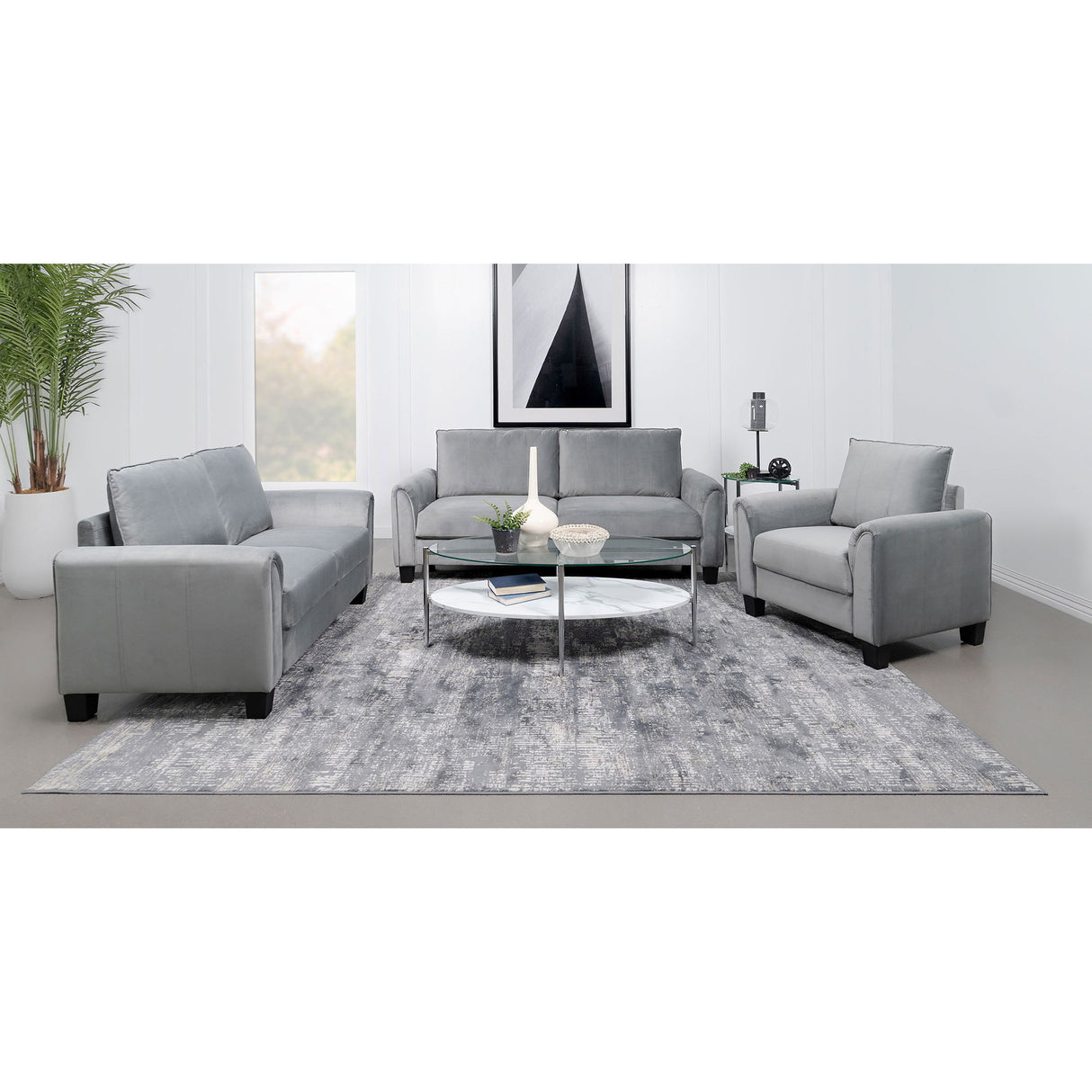 Dixon - Upholstered Rolled Arm Accent Chair - Gray
