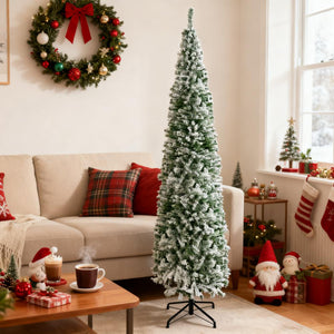 9ft Flocked Christmas Tree with Faux Snow