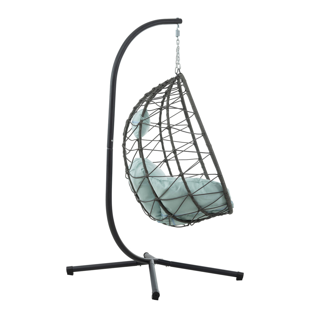 Egg Chair with Stand Indoor Outdoor Swing Chair Patio Wicker Hanging Egg Chair