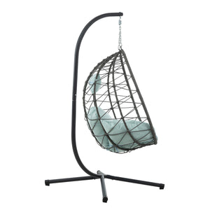 Egg Chair with Stand Indoor Outdoor Swing Chair Patio Wicker Hanging Egg Chair