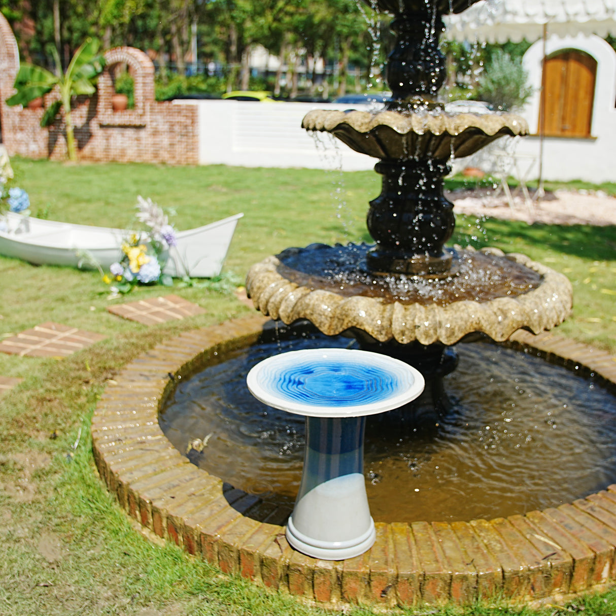 Handmade Glazed Ceramic Bird Bath
