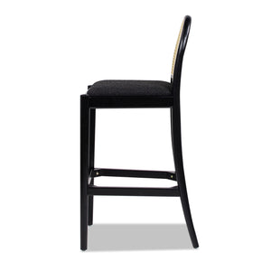 Arlin Upholstered Stool with Curved Back and Footrest - Set of 2