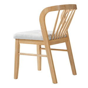 Mid-Century Modern Rubber Wood Dining Chair With Upholstered Seat (Set of 2)
