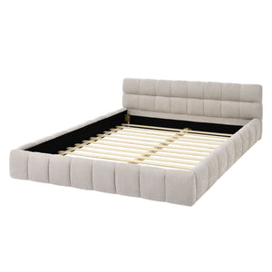 Modern Platform Bed Frame With Thick Fabric