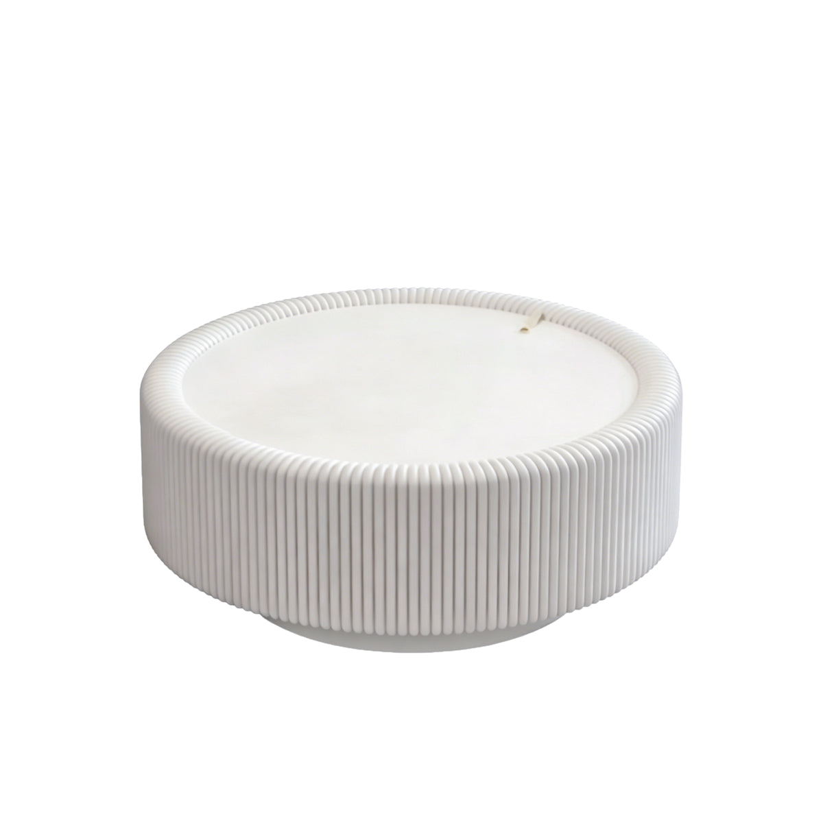 White Round Fluted Coffee Table with Hidden Storage