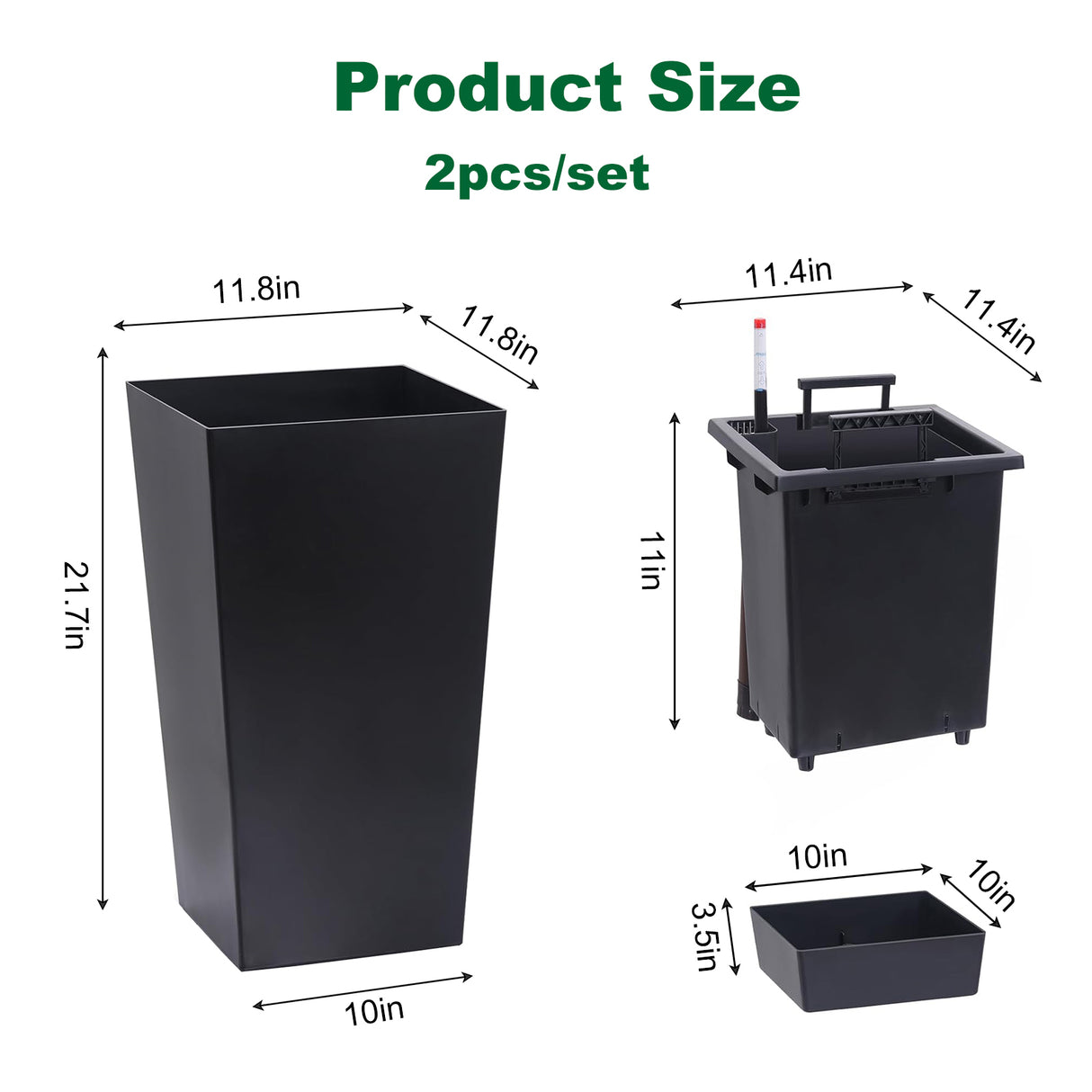 22" Tall Planter Set of 2, Outdoor & Indoor
