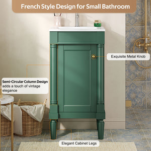 French Style Bathroom Cabinet With Sink, Adjustable Shelf