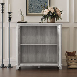 Elegant Sideboard with Two Acrylic Mirrored Doors and Adjustable Shelf Storage