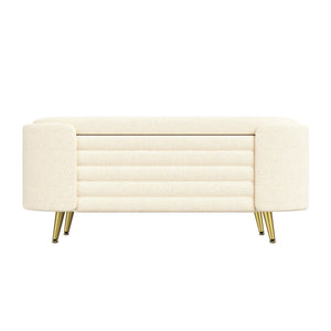 Modern Oval Storage Ottoman With Upholstery