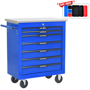 7 Drawers Multifunctional Tool Cart with Wheels - Blue & Black