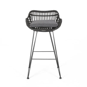 Outdoor Rattan Bar Chair With Metal Legs
