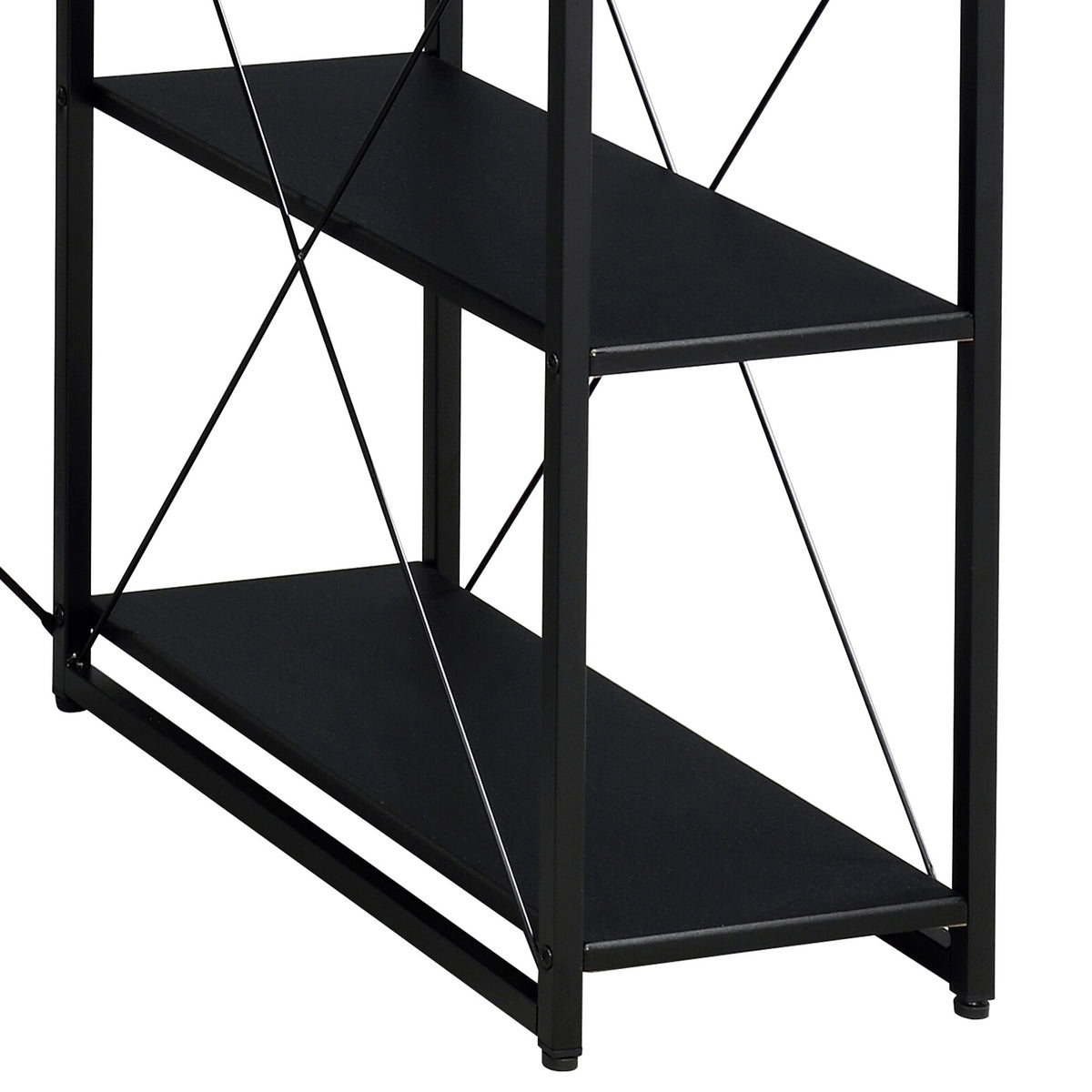 Black Office Desk with Open Shelves and Hutch - Black