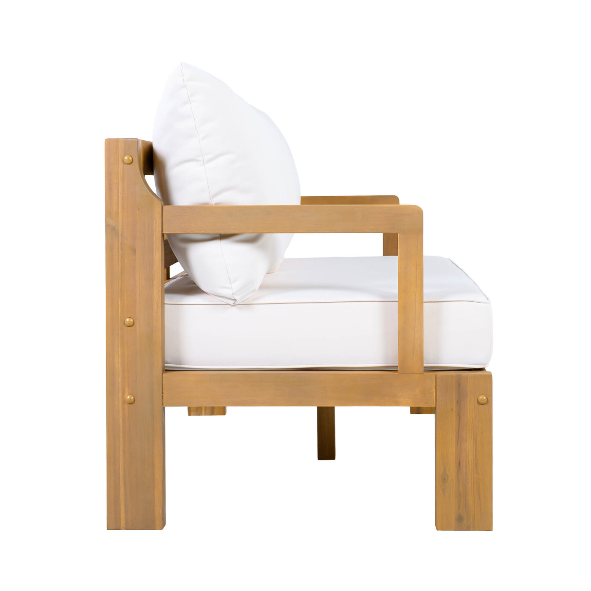 Outdoor 4-Seater Acacia Wood Patio Chat Set, Beige + Natural