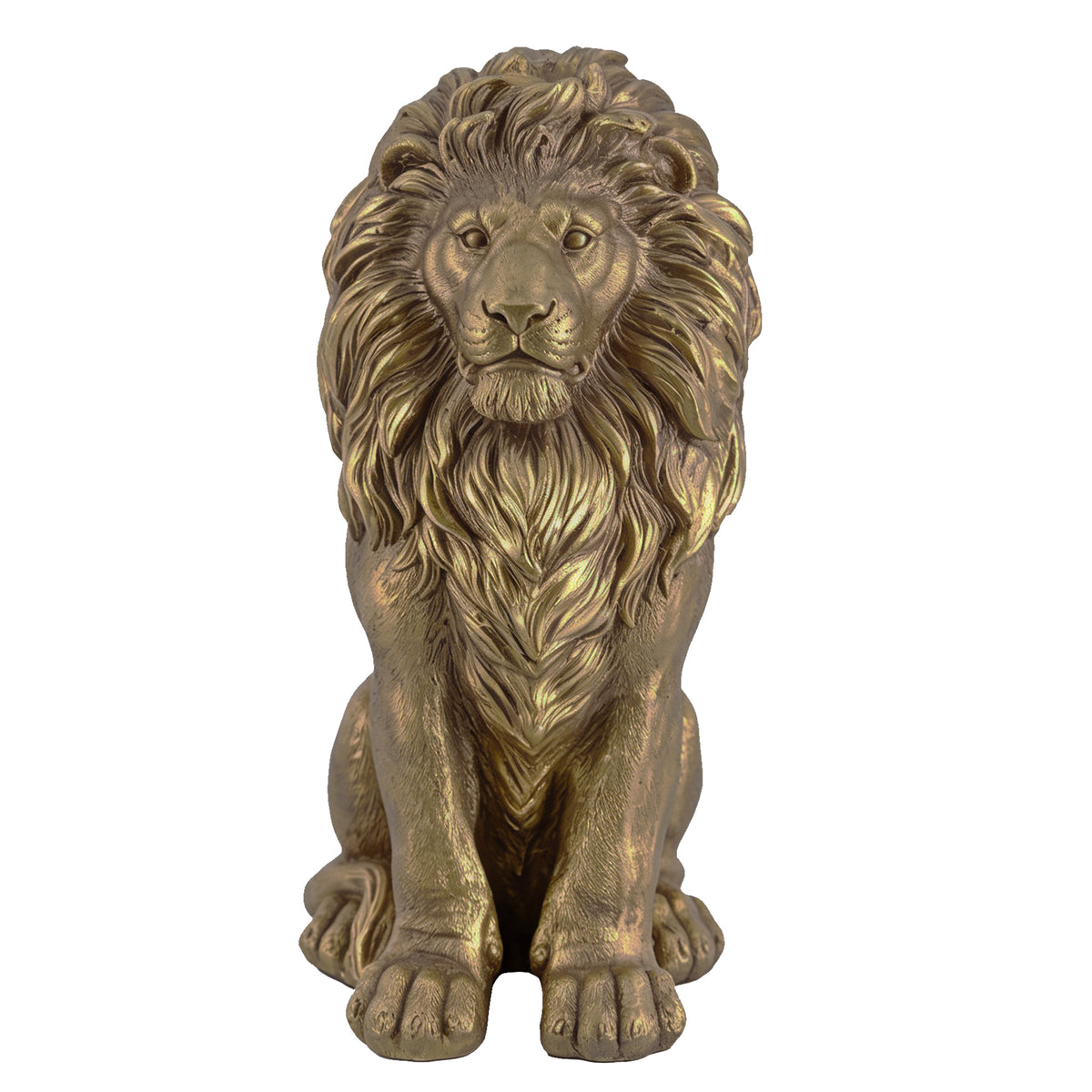 24" Outdoor Lion Statue with Magnesium Oxide Construction - Gold