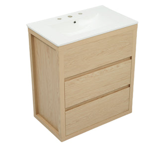 Double Sinks Bathroom Vanity Set With 2 Ceramic Basins