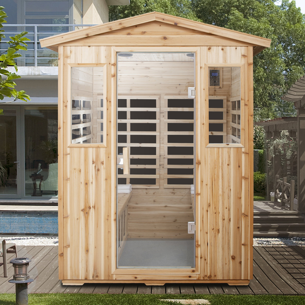 Four Person Far-Infrared Old Fir Outdoor Sauna Room