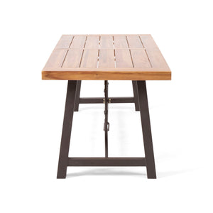 Outdoor Dining Table With Slat Wooden Panel And Turnbuckle Accents - Teak