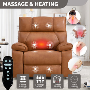Orange Leatheraire Heat Massage Dual Motor Lift Recliner