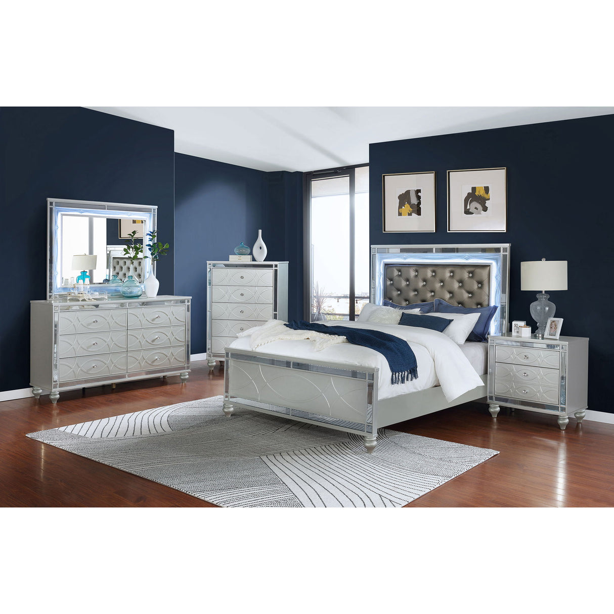 Arabesque - 5 Drawer Bedroom Chest - Silver