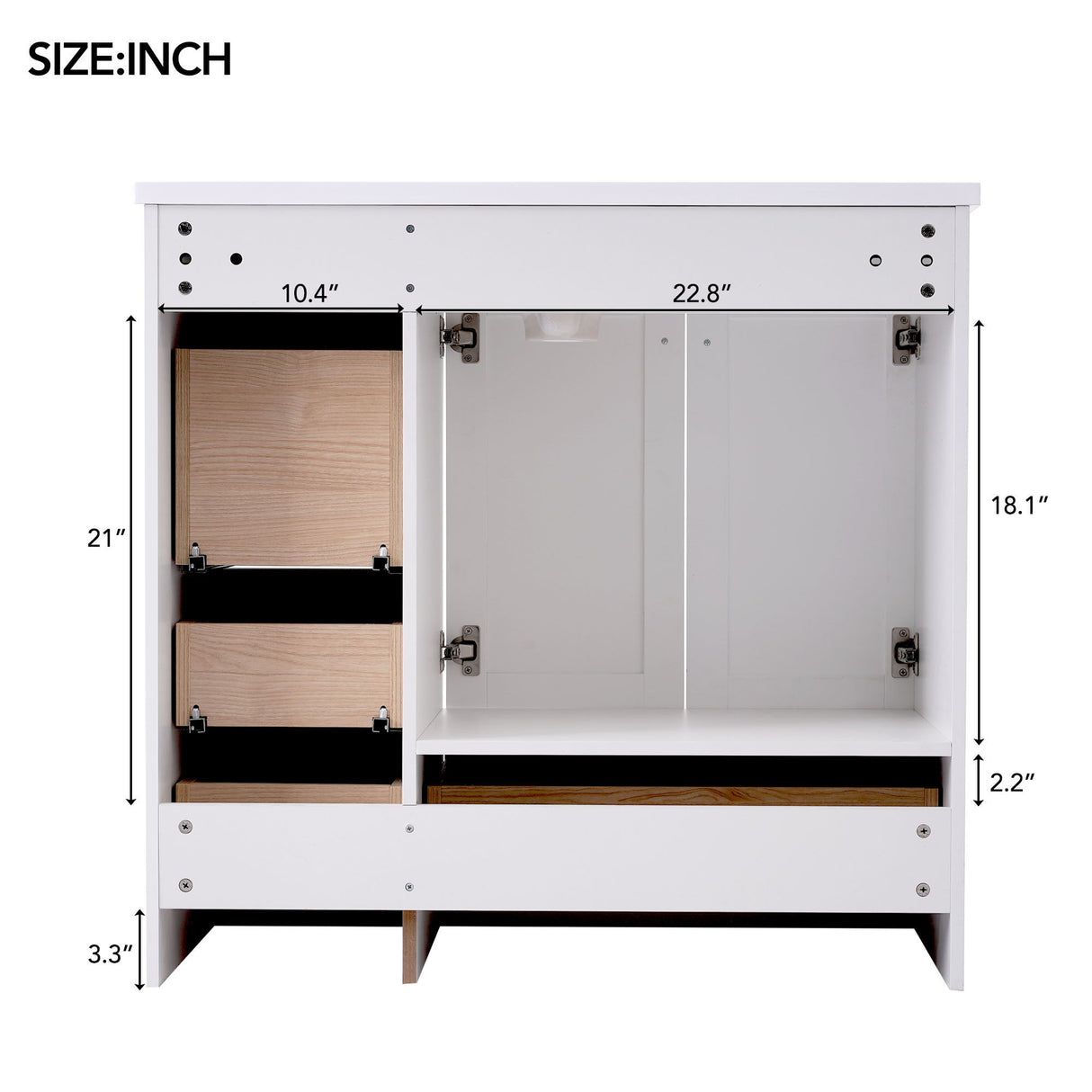 Shaker Free Standing Bathroom Vanity Cabinet & Sink, Soft Close Drawers, Soft Close Doors