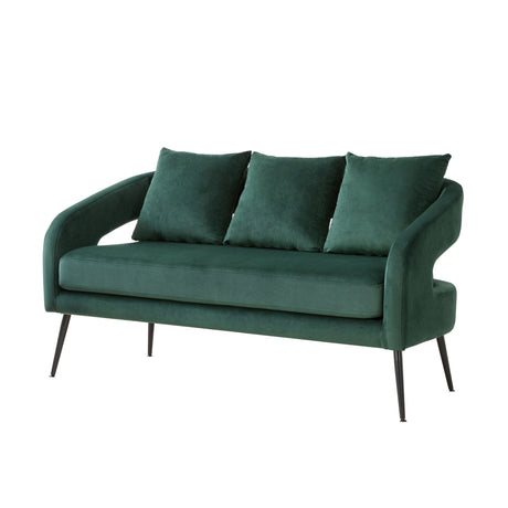 Open Back Loveseat Settee With 3 Pillows