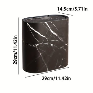 Marble Bathroom Trash Can with Lid Oval Small Kitchen Garbage Bin