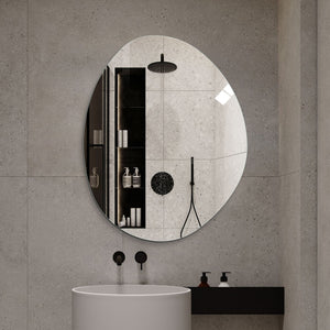 Asymmetrical Bathroom Wall Mirror - Silver