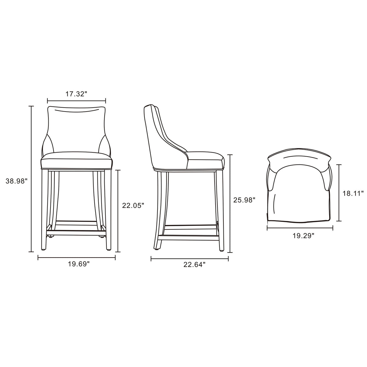 Shubert - Counter Stool - Ivory