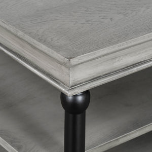 55.1" Wood Coffee Table with Storage Shelves